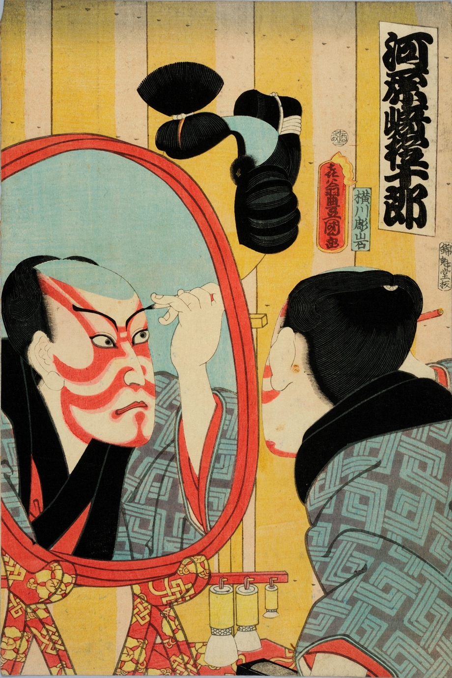 歌舞伎 錦絵　文久元年(1861)　初世河原崎権十郎楽屋図