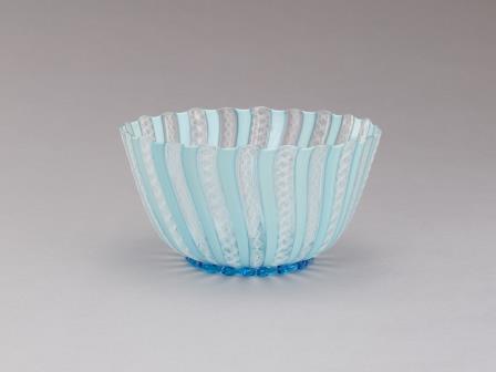 ヴェネチア縦縞ガラスレース鉢